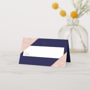 Carte De Placement Elégant Rose Gold et Bat mitzvah de marine
