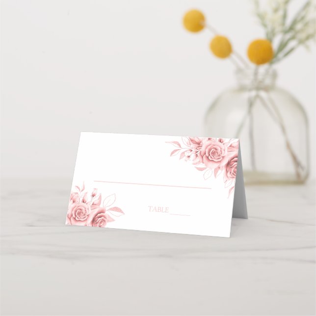Carte De Placement Elegant Rose Gold Glitter Floral  (Devant)