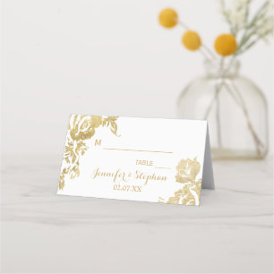 Carte De Placement Élégant Rose moderne  Floral Gold Mariage