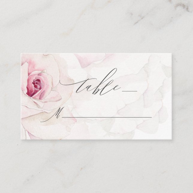Carte De Placement Elégant rose rose Aquarelle Floral Script Mariage (Devant)
