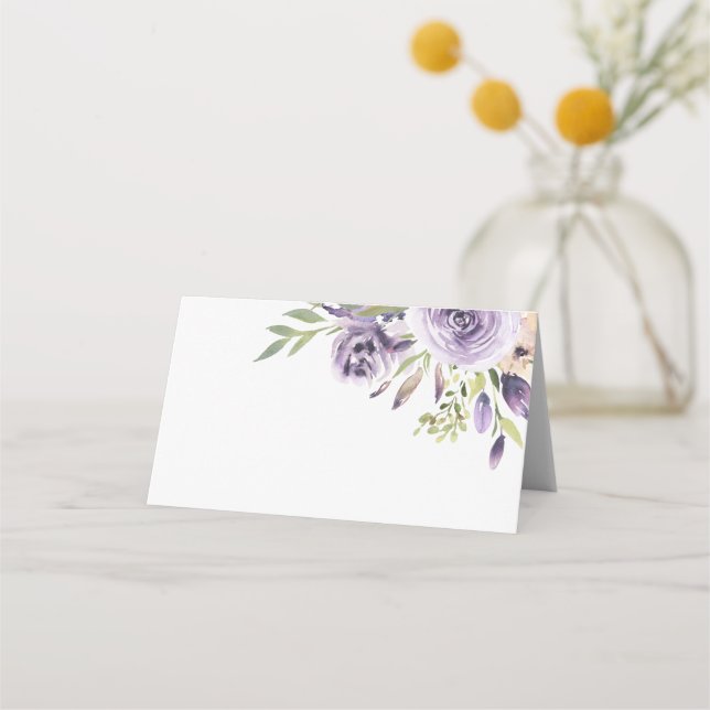 Carte De Placement Élégant Rose violet Mariage floral (Devant)