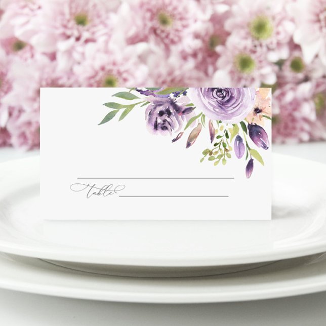 Carte De Placement Élégant Rose violet Mariage floral (Créateur téléchargé)