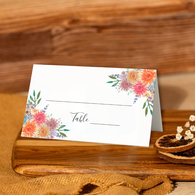 Carte De Placement Elégant Rustique Aquarelle Mariage Floral (Créateur téléchargé)