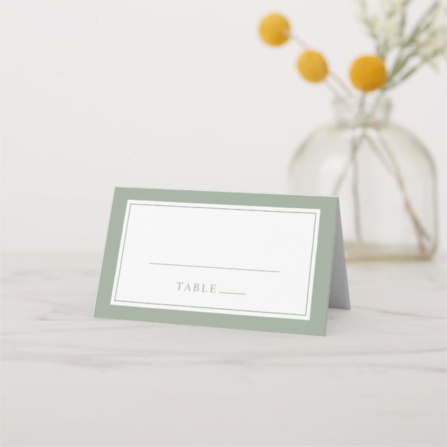 Carte De Placement Élégant Sage Vert Simple Minimal Mariage frontalie (Devant)
