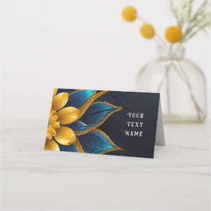 Carte De Placement Élégant Sapphire et Mariage Floral Or