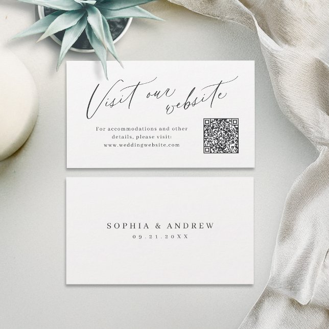 Carte De Placement Elegant script minimal QR code website Insert card (Elegant script minimal QR code website Insert card)
