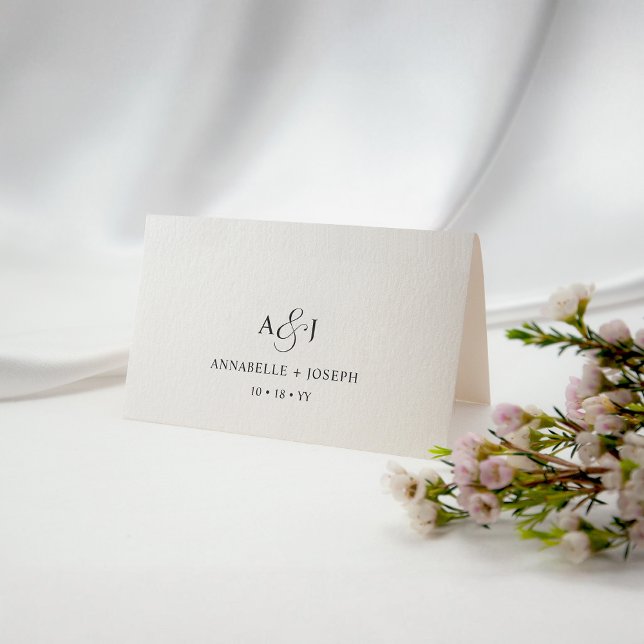 Carte De Placement Élégant script Monogramme Mariage blanc officiel (Créateur téléchargé)