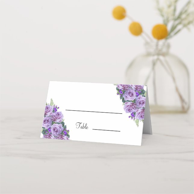 Carte De Placement Elégant tableau Mariage de fleurs violettes (Devant)