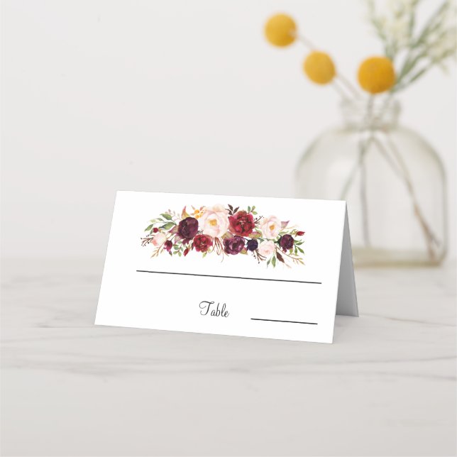 Carte De Placement Élégant tableau Mariage floral (Devant)