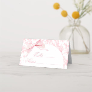 Carte De Placement Élégant Toile rose Floral Bow Numéros de table Ten