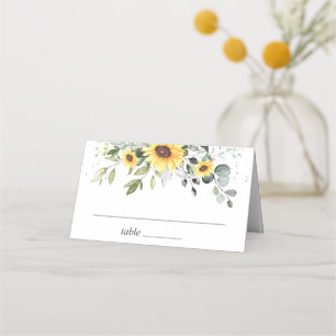 Carte De Placement Elégant tournesol Eucalyptus Mariage de verdure