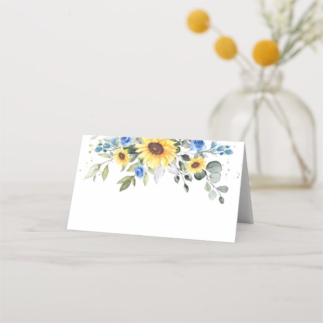 Carte De Placement Elégant tournesol Eucalyptus Mariage de verdure (Devant)