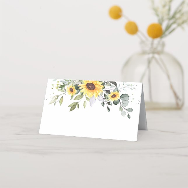 Carte De Placement Elégant tournesol Eucalyptus Mariage de verdure (Devant)
