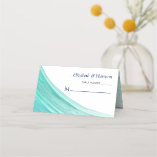 Carte De Placement Elégant Turquoise Tides Beach Mariage