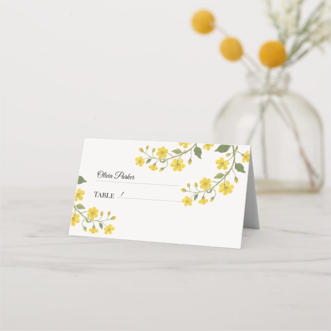 Carte De Placement Élégant vert jaune Fleur sauvage Floral (Dos)