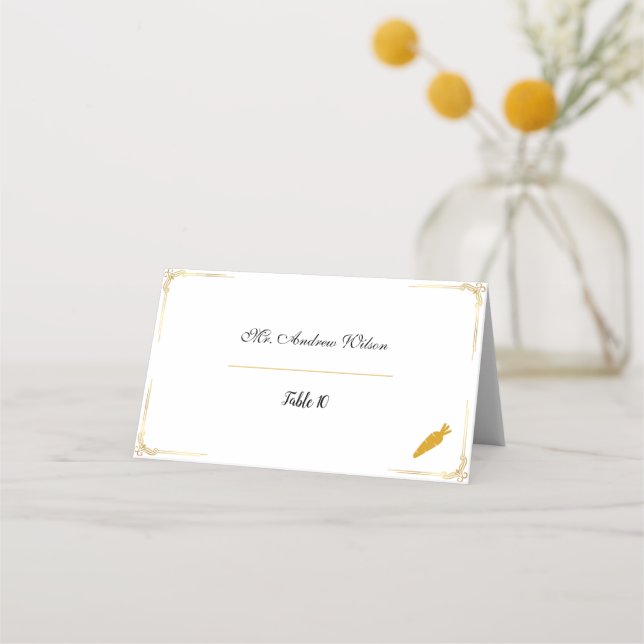 Carte De Placement Elegant Wedding Place Cards with Meal Icons (Devant)