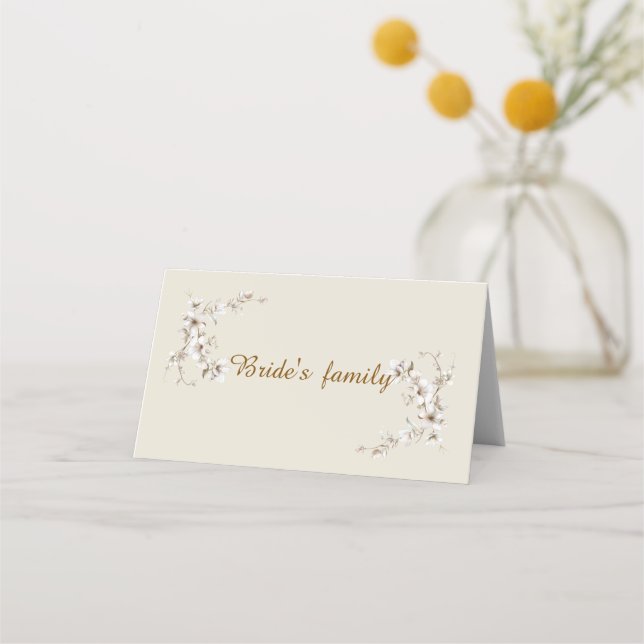 Carte De Placement Elegant White Botanical Blossom Ivory Wedding (Devant)