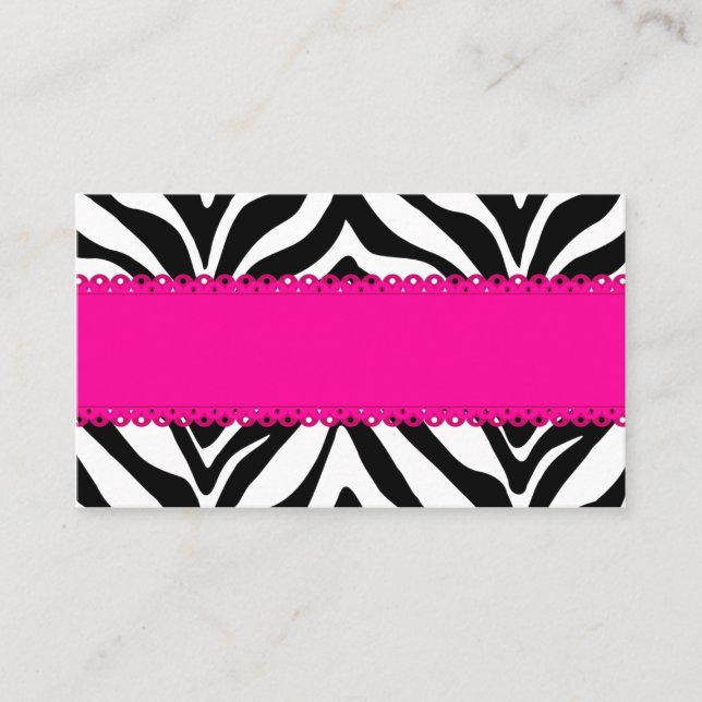 Carte De Placement Elégant Zebra Imprimer Personnalisé Rose (Devant)