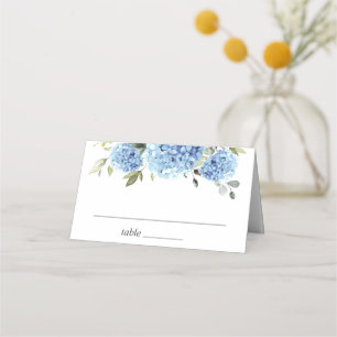 Carte De Placement Elégante aquarelle bleu Hydrangea Mariage