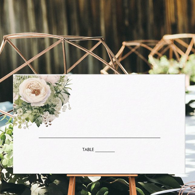 Carte De Placement Elégante aquarelle de bouquet de fleurs blanches (Créateur téléchargé)