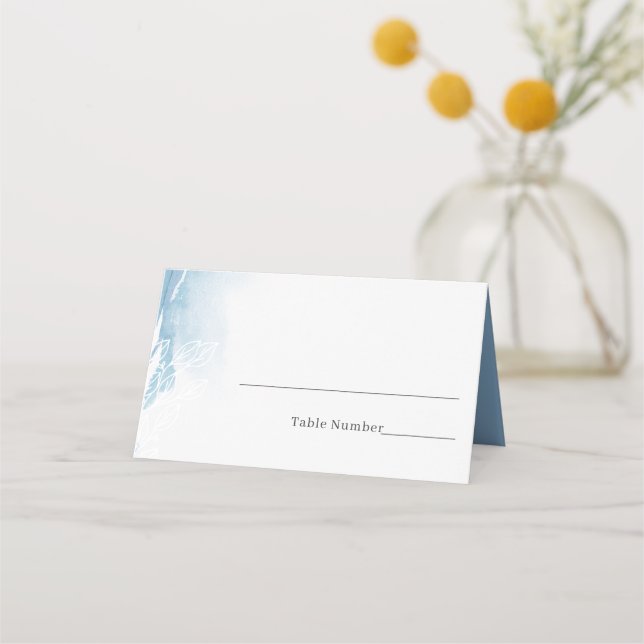 Carte De Placement Elégante aquarelle Dusty Blue Place Card (Devant)