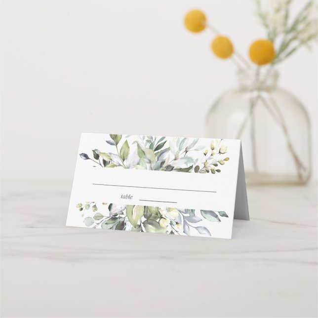 Carte De Placement Elégante Aquarelle Eucalyptus Mariage Table (Devant)