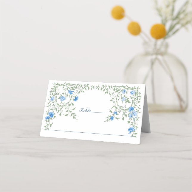 Carte De Placement Elégante aquarelle Fleurs sauvages Mariage floral (Devant)