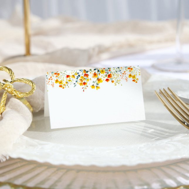 Carte De Placement Elégante aquarelle Fleurs sauvages Mariage floral (Créateur téléchargé)