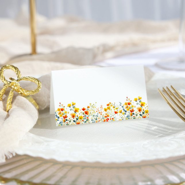 Carte De Placement Elégante aquarelle Fleurs sauvages Mariage floral (Créateur téléchargé)