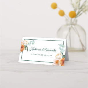 Carte De Placement Elégante aquarelle Floral Mariage d'automne