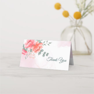 Carte De Placement Elégante aquarelle rose vif moderne merci
