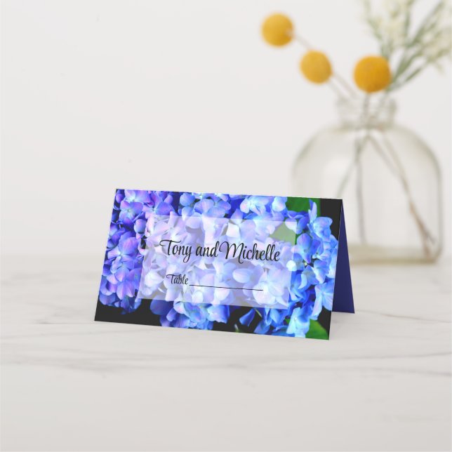 Carte De Placement Elégante aquarelle violet rouille hydrangée floral (Devant)