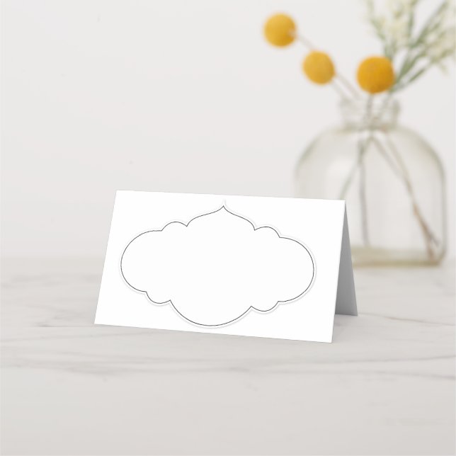 Carte De Placement Elégante bordure noir et blanc blanc Table blanche (Devant)