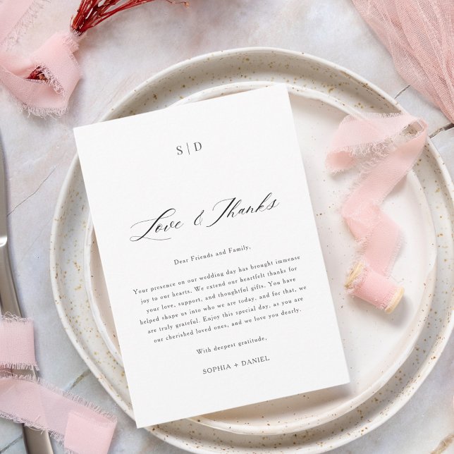 Carte De Placement Élégante calligraphie Aimer & Merci Mariage modern (Créateur téléchargé)