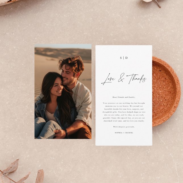 Carte De Placement Élégante calligraphie Aimer & Merci Photo Mariage (Créateur téléchargé)