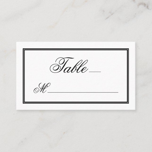 Carte De Placement Élégante calligraphie de script noir sur Mariage b (Devant)