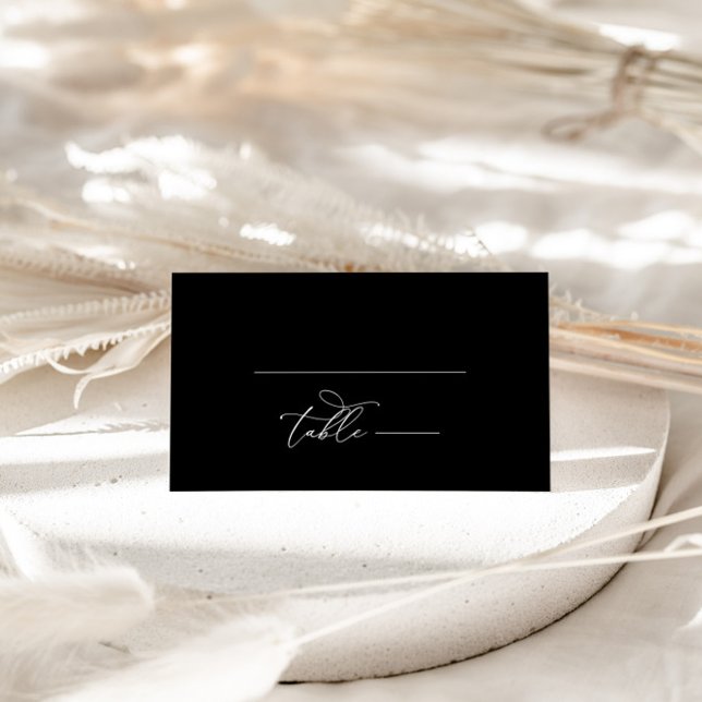 Carte De Placement Élégante calligraphie Mariage noir Numéro de table (Créateur téléchargé)