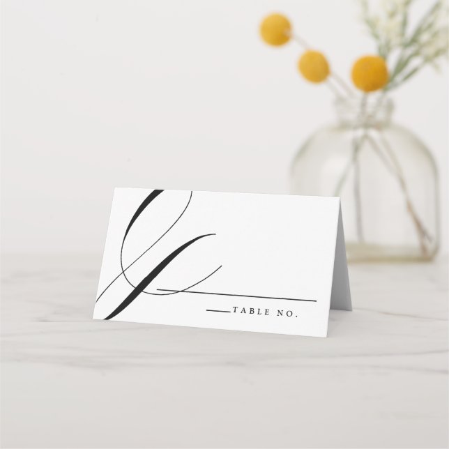 Carte De Placement Élégante calligraphie noir blanc Mariage carte pla (Devant)