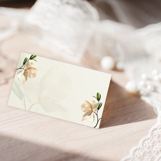 Carte De Placement Elégante carte de place pliée Magnolia blanche ori (Elegant Oriental White Magnolia Folded Place Card)