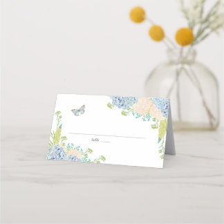 Carte De Placement Elégante carte de place pliée Mariage Hydrangea Bl