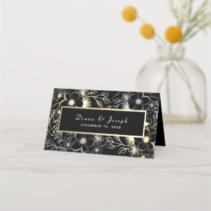 Carte De Placement Elégante carte Mariage Black Gold