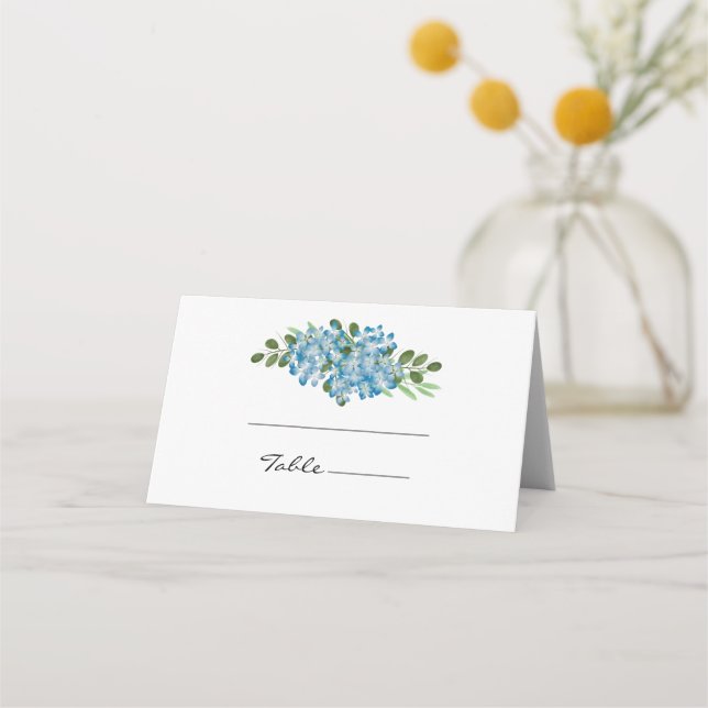 Carte De Placement Elégante carte Mariage Floral Hydrangea Blue (Devant)
