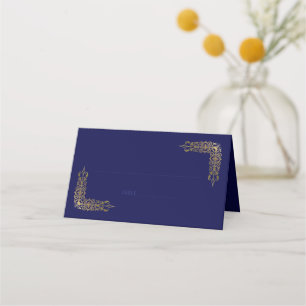 Carte De Placement Elégante carte Mariage Gold et Blue Lace