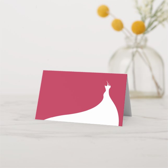 Carte De Placement Elégante Fête des mariées Place Card viva magenta (Devant)