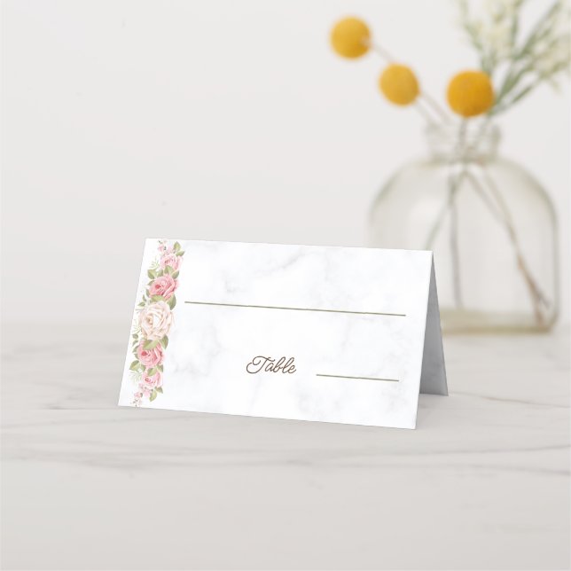 Carte De Placement Élégante Fleur Rose Mariage personnalisé (Devant)