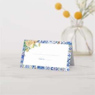 Carte De Placement Élégante garden-party de mariage florale au citron