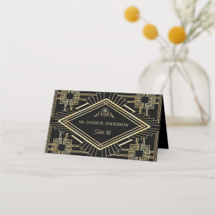 Carte De Placement Elégante Gold Black Great Gatsby Mariage Place Car