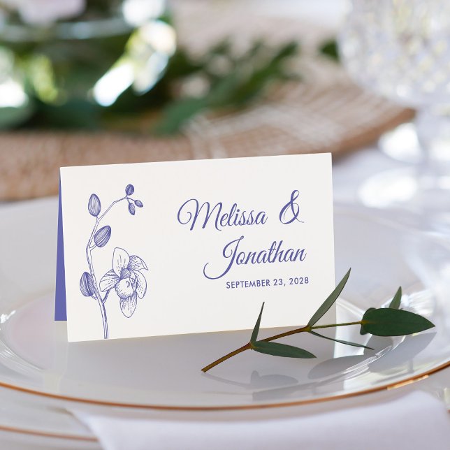 Carte De Placement Elégante orchidée simple romantique mariage floral (Créateur téléchargé)