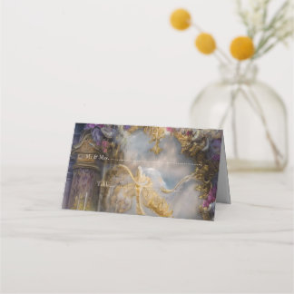 Carte De Placement Élégante Porte d'or céleste, Texte Or