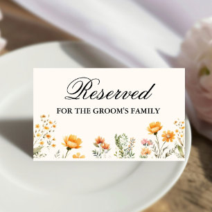Carte De Placement Elégante réserve Fleur sauvage pour la famille du